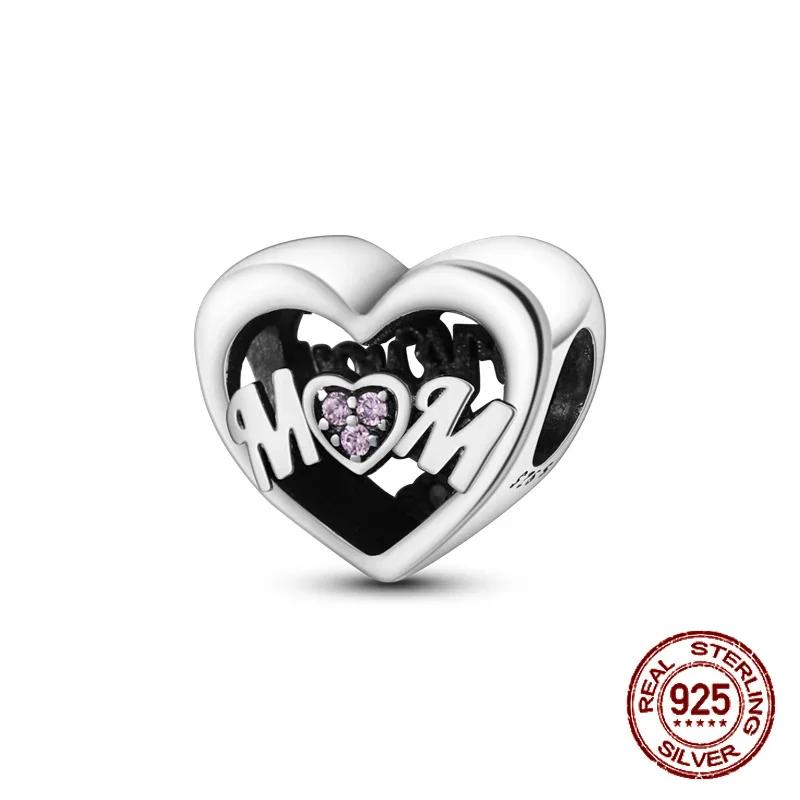 Медные Шармы в форме сердца для дочери и мамы, подходят для браслетов с диаметром отверстия 4 мм, изысканные украшения DIY на День матери в подарок