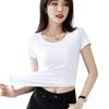 T Shirt For Women Casual Short Sleeve Cotton Splicing Top For Spring Wear