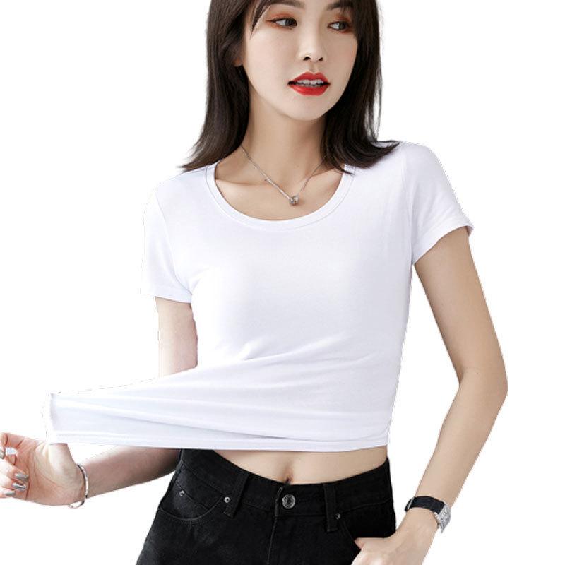 T Shirt For Women Casual Short Sleeve Cotton Splicing Top For Spring Wear