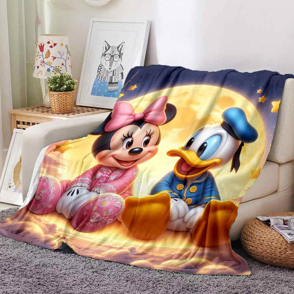 Mickey Minnie Moonlight Flannel Blanket Super Soft Warm Cozy Blanket For Sofa Bed Office Travel Allseason Home Decor Gift