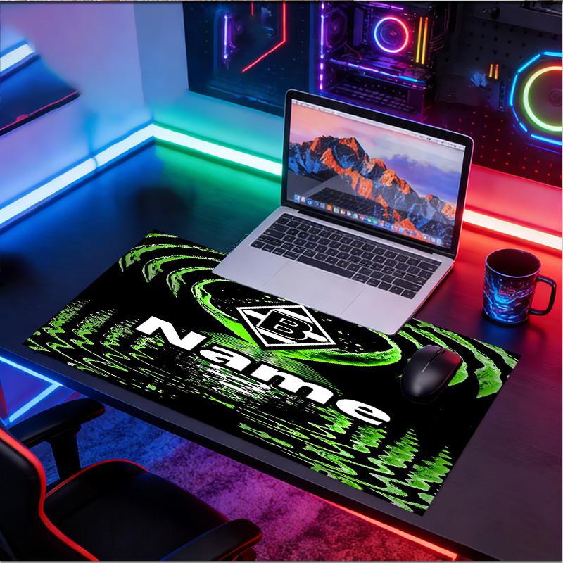 Custom Name Personalized Borussia Monchengladbach Pattern Mousepad, Laptop PC Desk Mat, Decorative Desk Mat for Home Keyboard Pad Gift