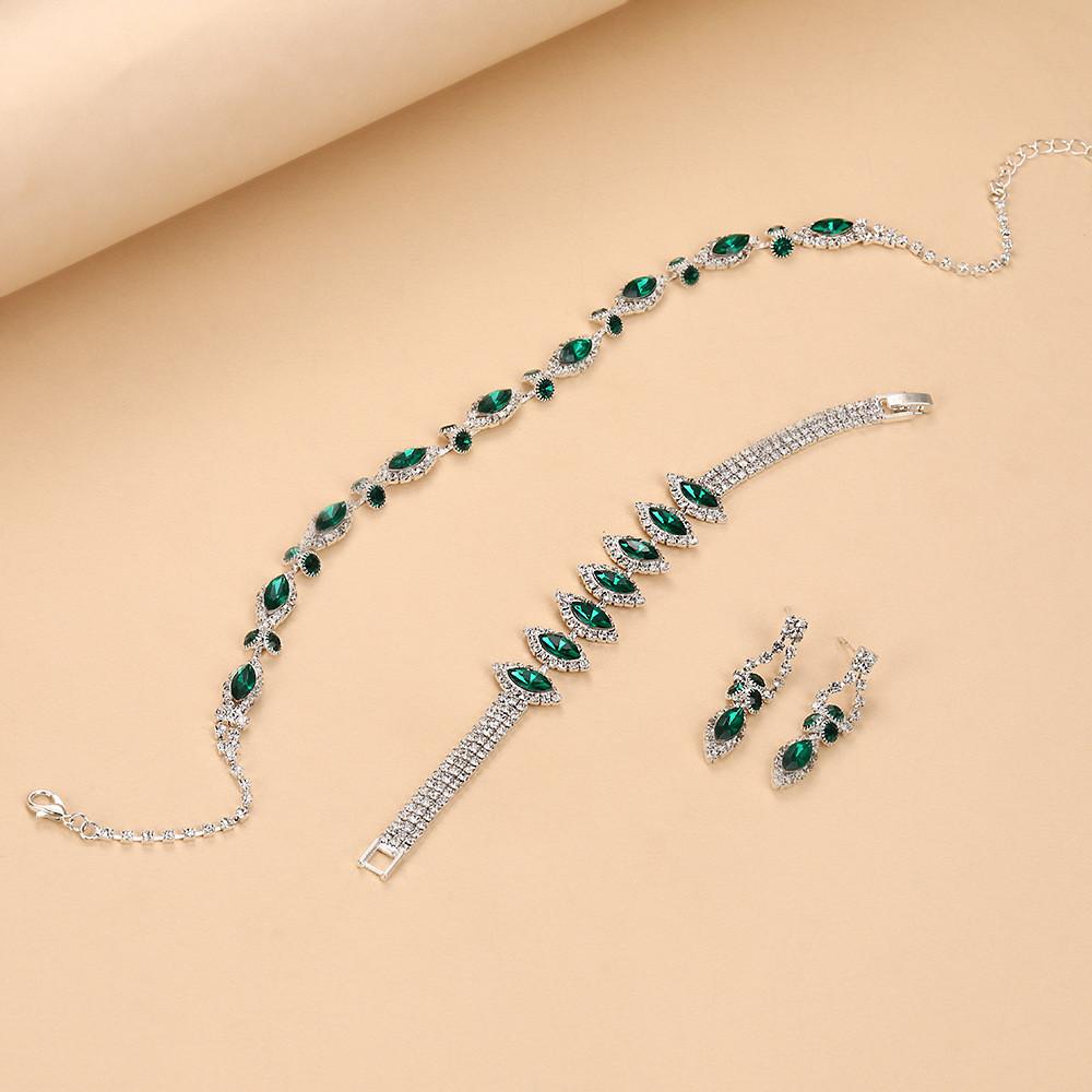 Water Drop Bridal Jewelry Set With Colorful Water Drill For Fashion Women