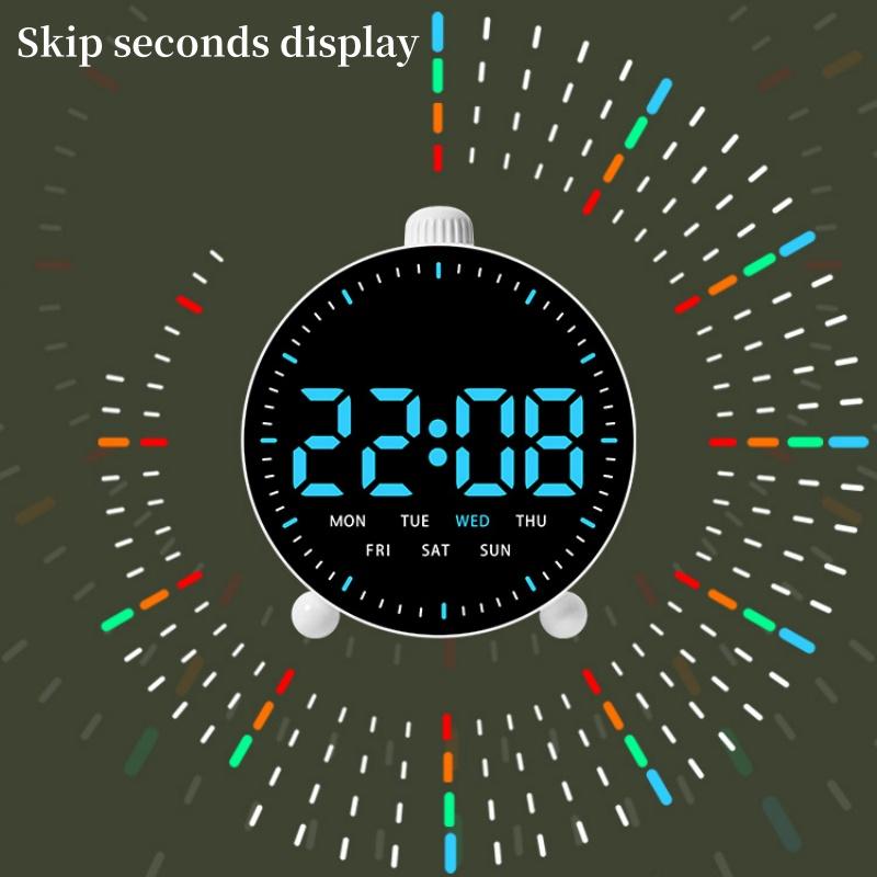 Светодиодный цифровой будильник с отображением даты и дня недели, 2 будильника, таймер обратного отсчета, секундная стрелка, прикроватные электронные часы, формат времени 12/24 часа, питание от USB