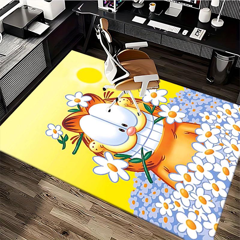 1pc Garfield Flower Office Chair Mat - Anime Cartoon Design, Non-Slip Carpet for Home Decor, Suitable for All Seasons, Ideal Gift for Holidays.Q075