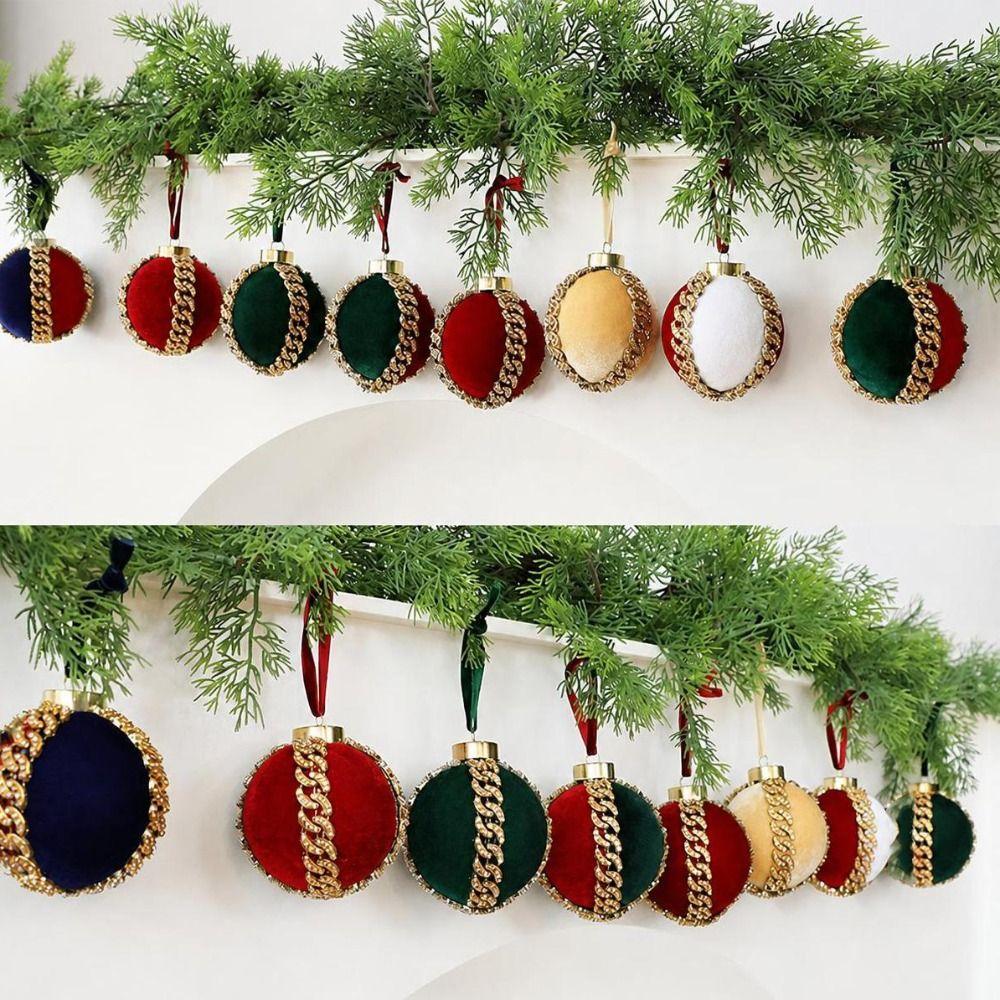 Flocked Velvet Velvet Christmas Ball 8cm Diameter Rhinestone Christmas Balls Party Decoration