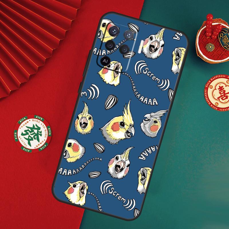Cartoon Cockatiel Collage Case For Oppo A15 A17 A57 A6 A5 Pro A54 A74 A94 A16 A76 A96 A40 A60 A80 A18 A38 A58 A78 A98