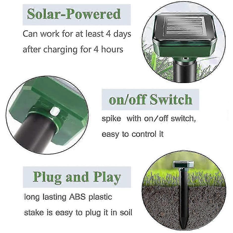 Solar Ultrasonic Repellent, Upgrade Mole/mouse, Etc. 4 Packs