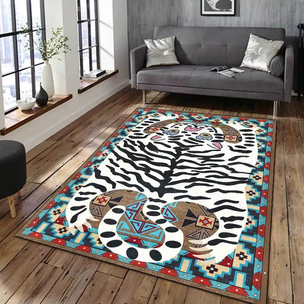 Cartoon Abstract Tiger Totem Carpet Rugs for Living Room Decor Bedroom Leisure Area Non-slip Rug Kitchen Soft Floor Mat Doormat