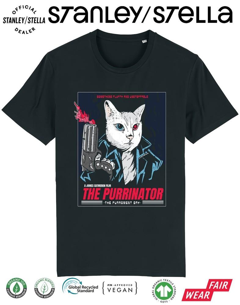 Забавная футболка с котом The Purrinator для детей, мальчиков и девочек / В стиле Терминатора