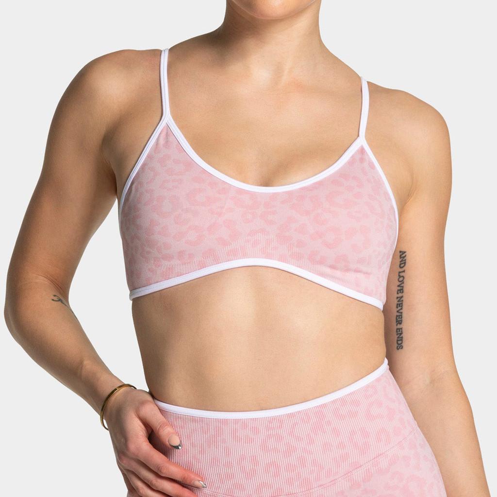 Youth Women Yoga Bra With Leopard Print And Color Block Edge For Fitness And Outdoor Sports
