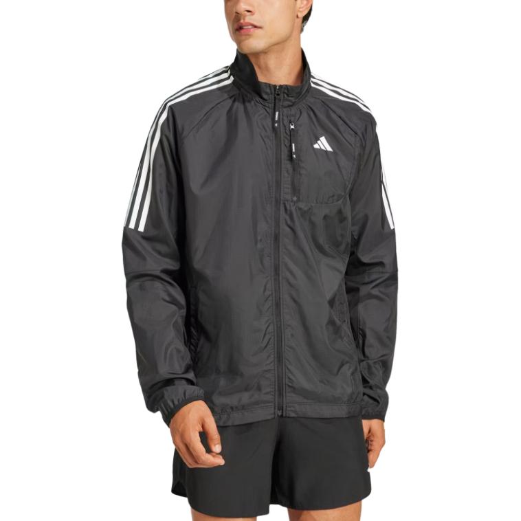 adidas Куртка рабочая с длинным рукавом Own The Run 3-Stripes, удобная, мужская, черная, JD2322