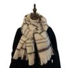 Beige Plaid Scarf Winter Mohair Tassel Shawls Fashion Cashmere Scarves  Girls
