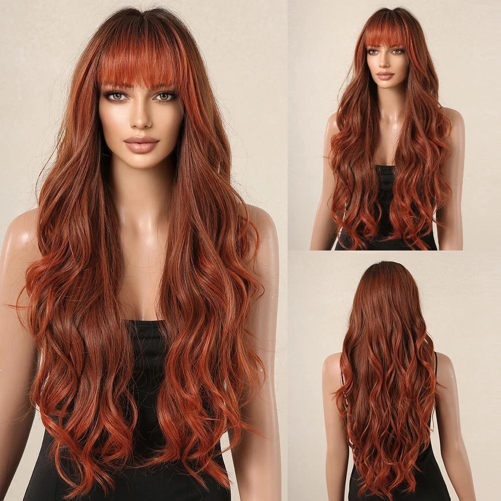 Розовый длинный волнистый синтетический парик с челкой, волосы Лолиты на Хэллоуин для белых женщин, красочный косплей, натуральный парик, термостойкое волокно