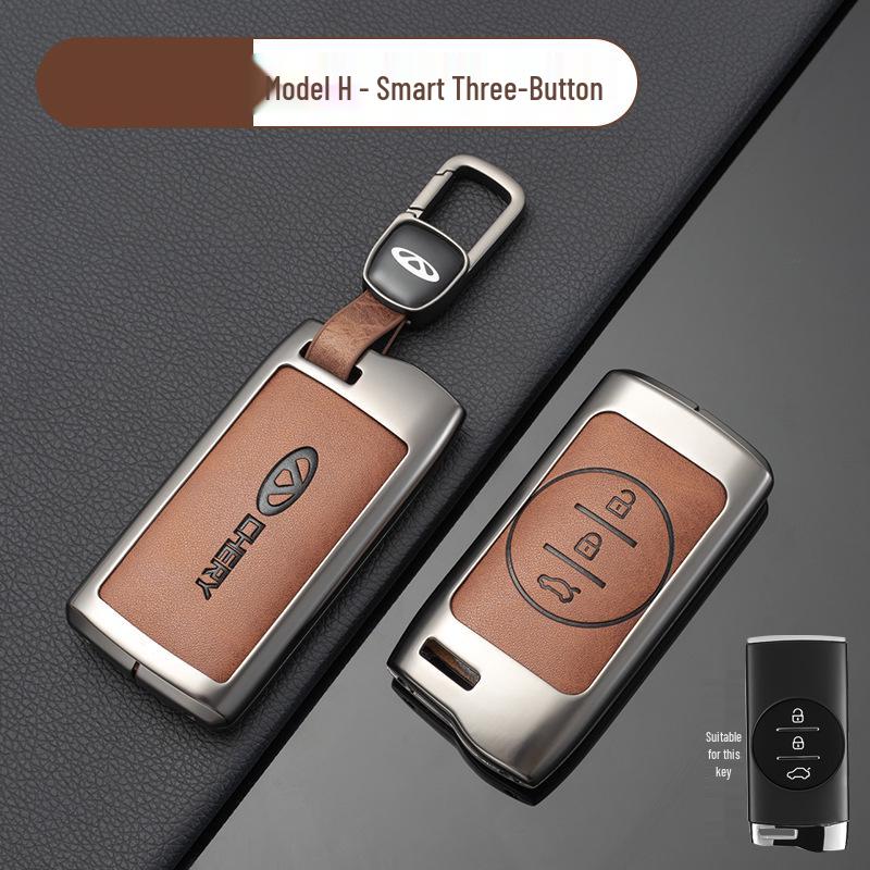 Чехол для ключа автомобиля Chery: Подходит для Tiggo, EQ1, QQ Ice Cream, Arrizo E - Маленький, Прочный металлический корпус с подвесной пряжкой