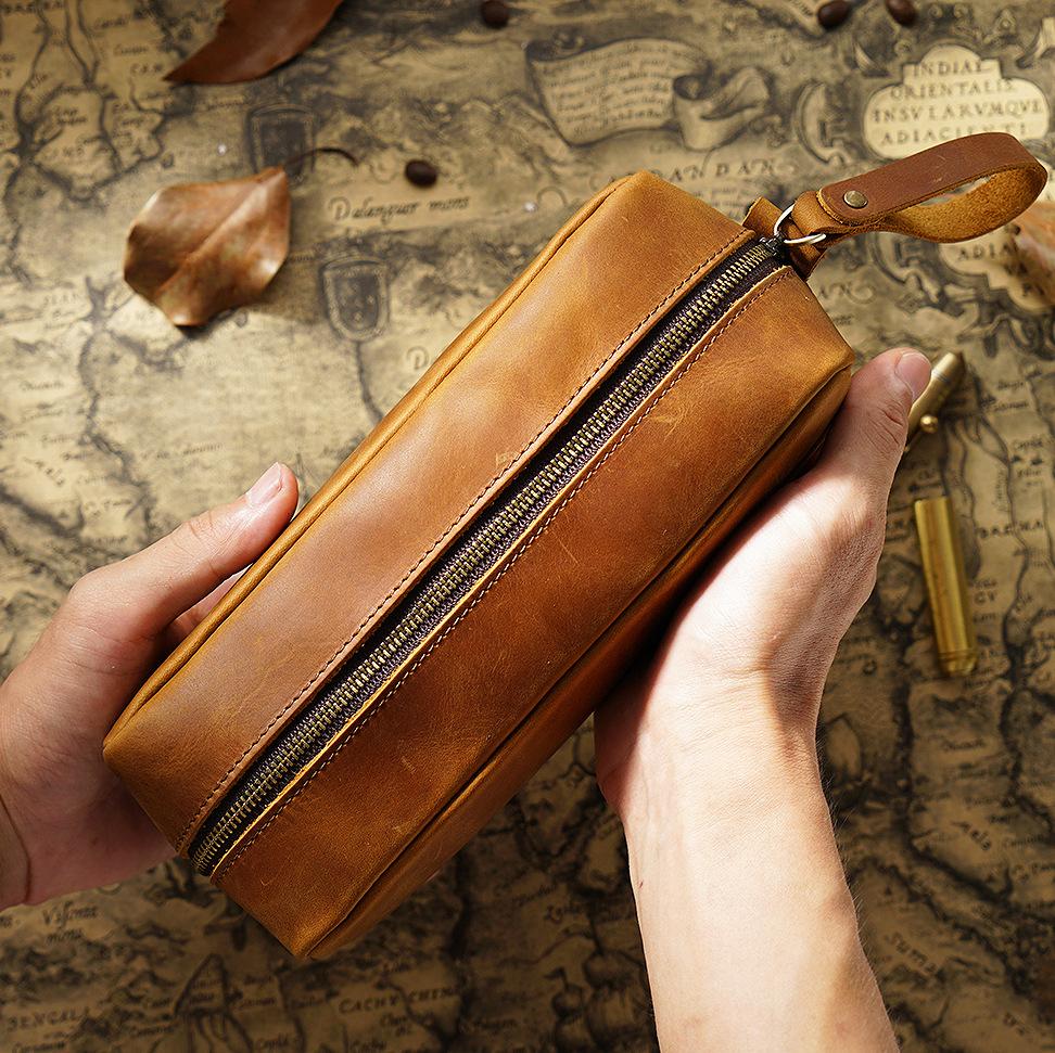 Korean Aesthetic Genuine Leather Pencil Box Personalized Pen Case Holder Desk Organizer Ideas Kids Pocket Bag for School