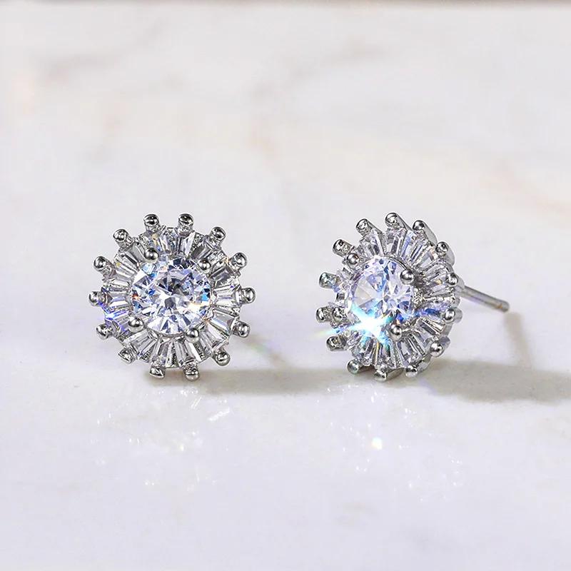 Серьги-гвоздики Huitan Luxury AAA CZ для женщин, романтичные, элегантные, женские, повседневные, 7 цветов, доступны для прямой поставки