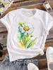 (Asian Size) Women watercolor trend cue 90s Clothing Casual Tees Top Short Sleeve T Shirt tee Fashion Print Ladies Female Graphic T-shirts