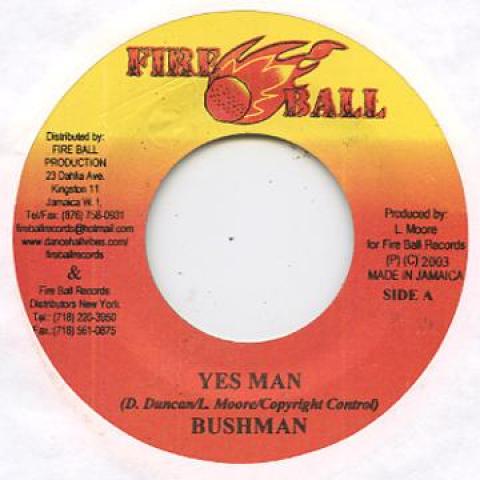 7-дюймовая пластинка BUSHMAN / CUSH HUNTA - Yes Man / Play Hard Fire Ball 2003 Ямайка Регги, Ска и Даб