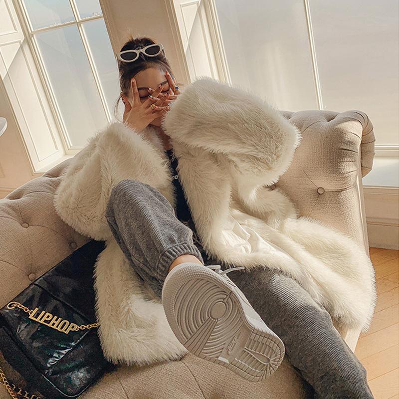 Женская шуба из искусственного меха Toka hair, средняя и длинная, с воротником-стойкой, свободная, корейская версия, куртка из искусственного меха