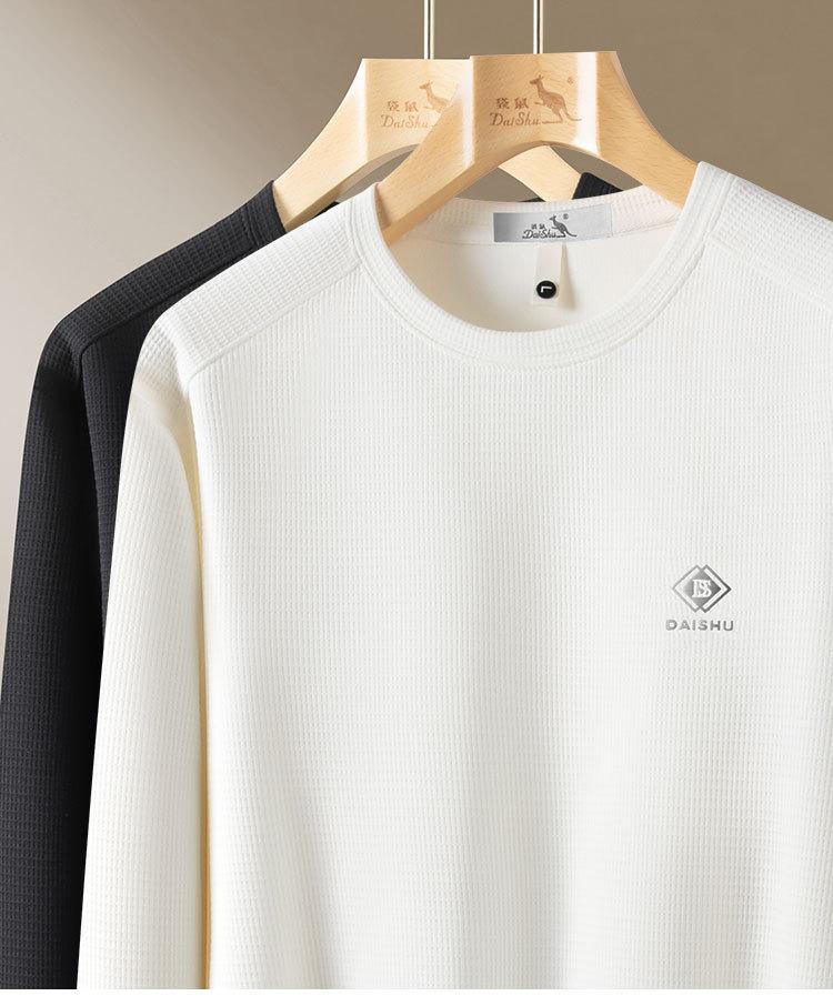 Soft and Comfortable Waffle Autumn Outdoor Versatile Breathable Men's Round Neck Long Sleeve Knitted Sweatshirt