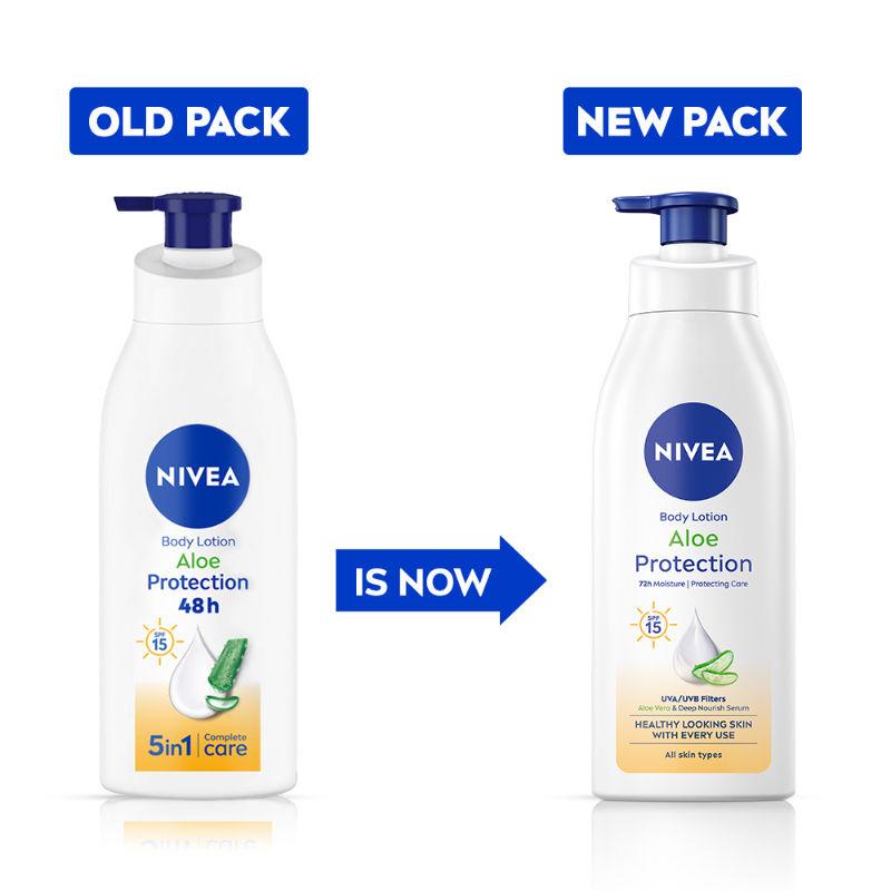 Nivea Солнцезащитный лосьон SPF 15 с алоэ вера 400 мл 5-в-1 увлажняющий крем 48 часов увлажнения нежирный уход за кожей