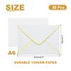 50/100Pcs A6 Envelopes 4x6 Card V Flap Envelope Round Edge Valentine Envelopes with Gold Border for Office Wedding Invitations