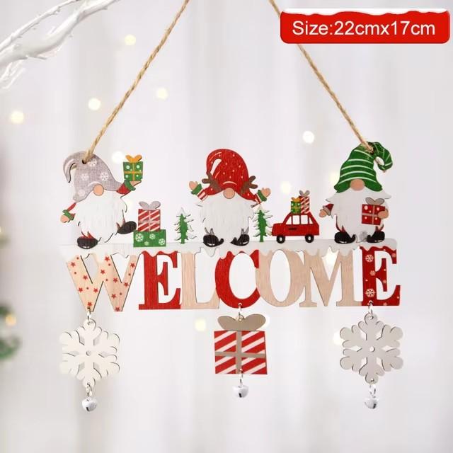 Gnome Santa Claus Wooden Hanging Ornaments 2024 Merry Christmas Decorations for Home Door Xmas Tree Pendants Navidad New Year