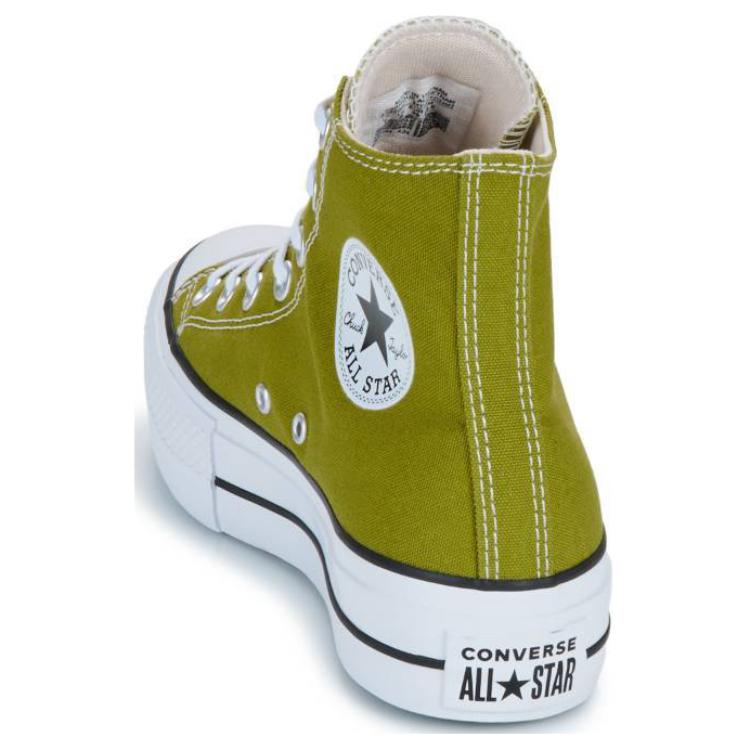 Converse Lift Platform Comfortable and Versatile Mid-top Canvas Shoes for Women In Green