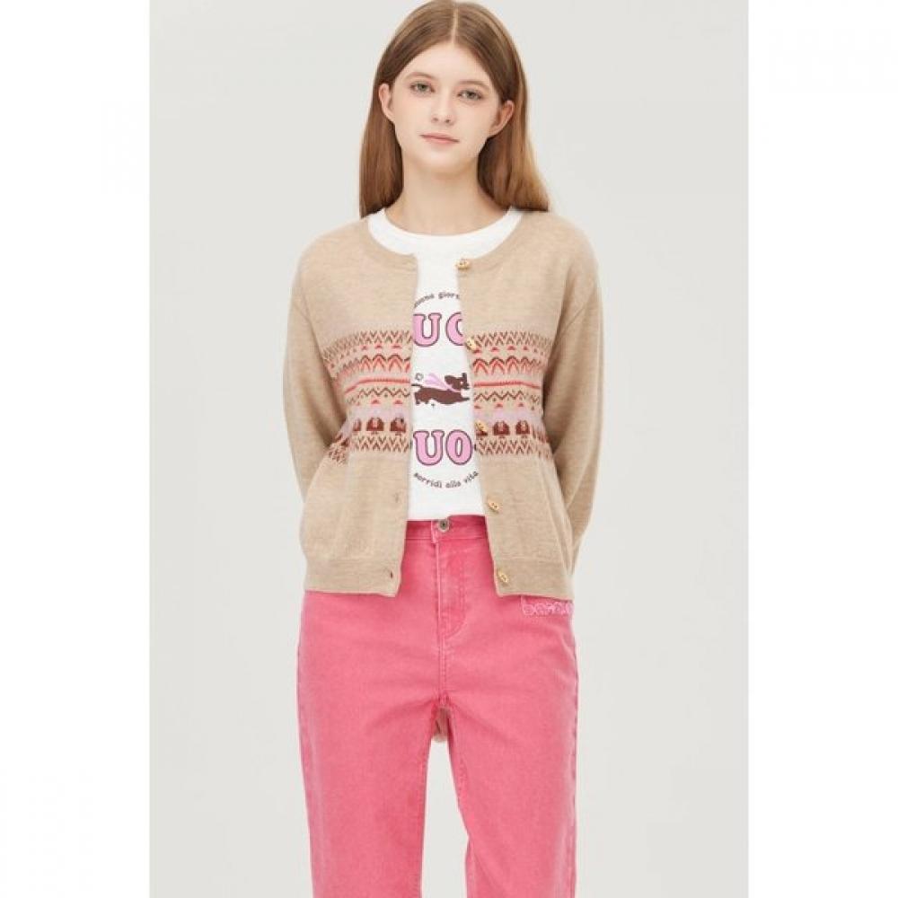 Нордический шерстяной кардиган с пуговицами-рожками Bakce3561