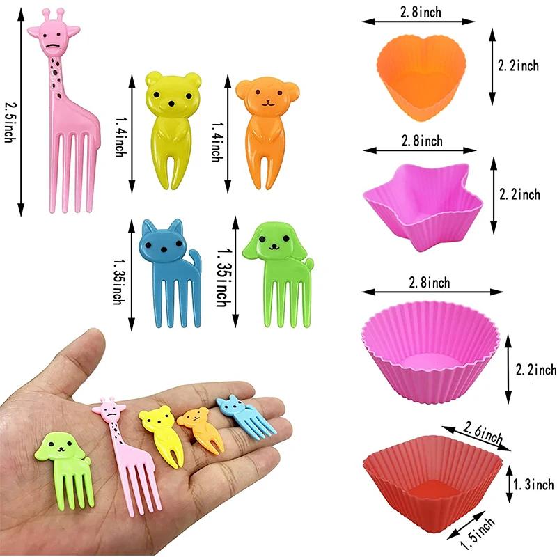 Children Snackc Food Fruit Forks Lunch Accessories Party Decor Cute Mini Animal Cartoon Food Picks Lunch Box Divider
