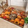 1pc, Fall Autumn Happy Fall Cat Doormat, Cute Tabby Cat with Knit Hat Pumpkin Sunflower Maple Leaf Decorative Floor Mat, Vintage Farmhouse Wooden Boar