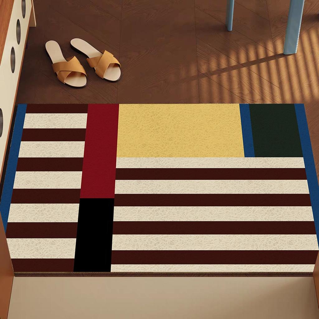 Modern Minimalist Floor Mat with Striped Pattern Home Entrance Door Mat Door Mat Wear-resistant Foot Mat Anti Slip Mat