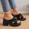Fashion Women Elegant Platform Slippers Summer Fashion Sequin Peep Toe Thick Sole Female Outdoors Non-slip Casual Beach Heels Sandals