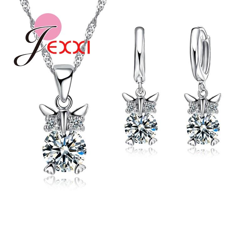 New Arrival Trendy Cute Animals Pendant Necklace Earrings Set With Luxury Austrian Crystal Low Price Women Jewelry
