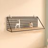 Punch-Free Wall Mounted Storage Rack Grid Shower Hanging Basket Wooden Iron Wall Shelf  Home