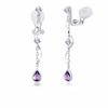 Amethyst Earrings for Metal February White Present Women, Swaying, Adults, Hypoallergenic, Non-pierced Earrings, Birthstone, Anniversary,