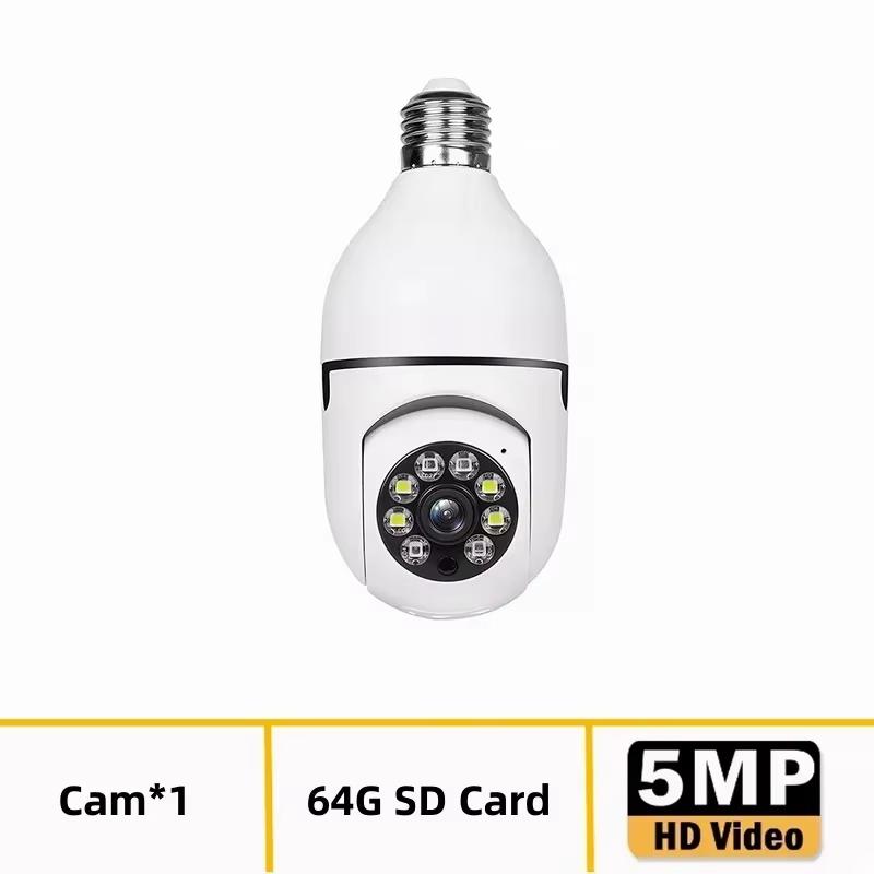5MP E27 Bulb Surveillance 4X Digital Zoom Camera 2.4G 5G WiFi Wireless Baby Monitor Cameras AI Tracking Home Color Night Vision CCTV Cam