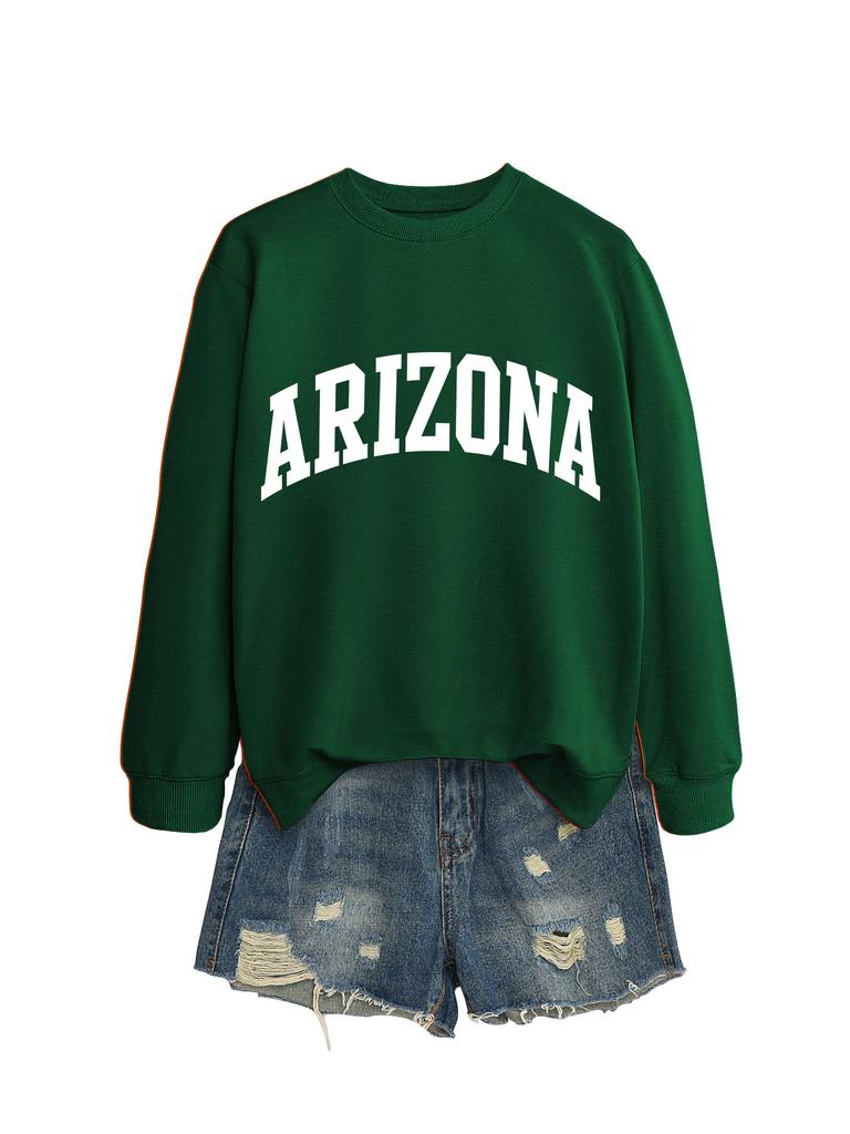 Arizona Women's Oversized Pullover Sweatshirt Crew Neck Casual Long Sleeve Fall Winter Loose Fit Tee Shirts