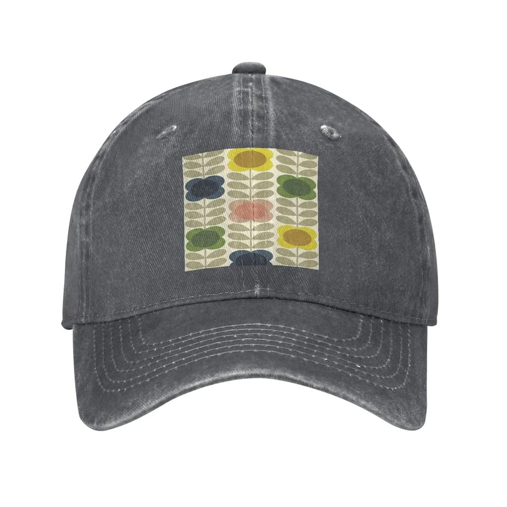 orla kiely multi stem flowers colorful flowers Washed Denim Cap Baseball Caps Adjustable Hat Summer Unisex Baseball Hats