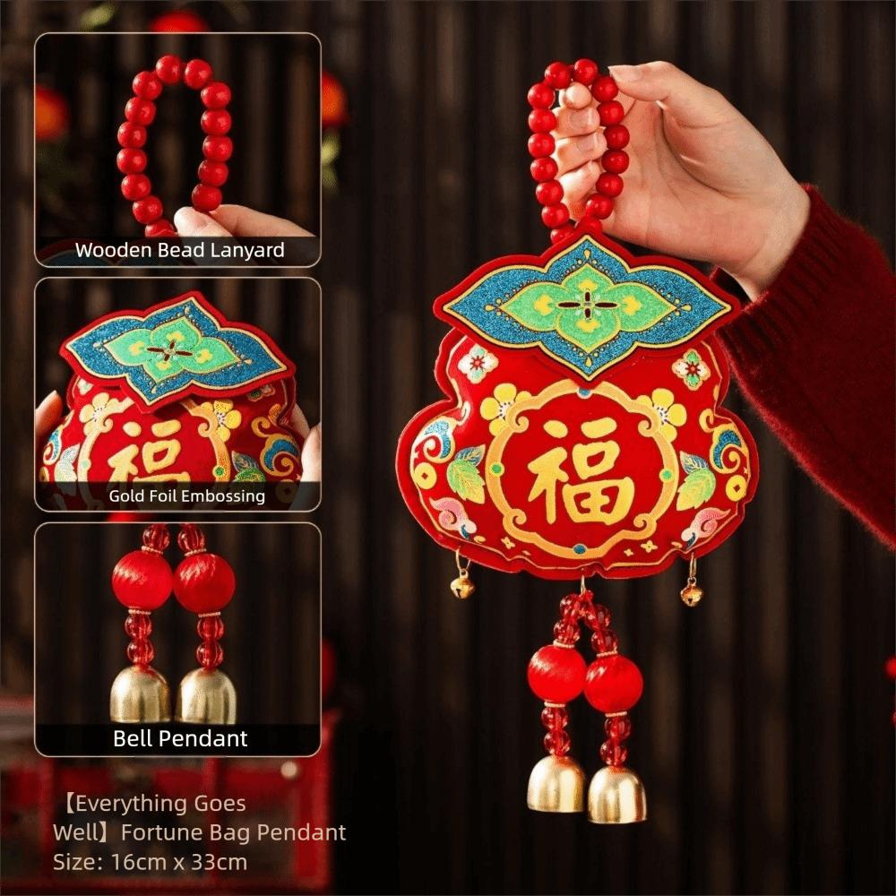 Bell Pendant Festive Ornaments Wooden Bead Lanyard Year Of The Horse  Living Room