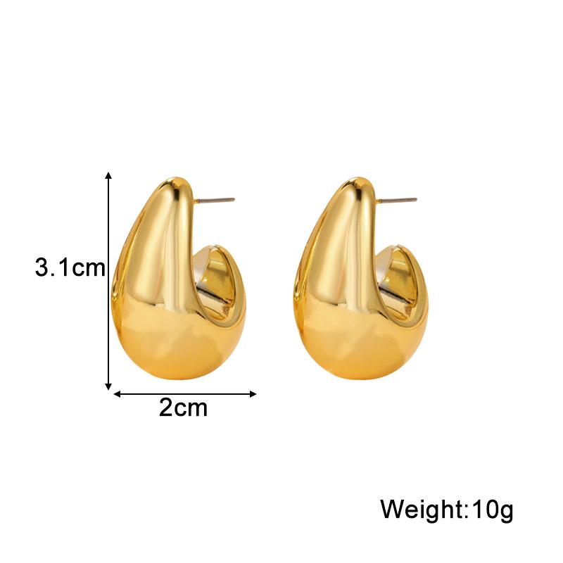 Big Waterdrop Smooth Gold Color Round Stud Earrings Unique Exaggerate Geometric Personality Women Jewelry Earring