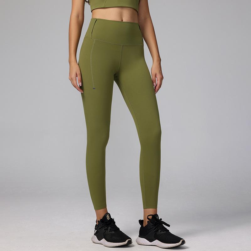 New Lycra nude sports leggings women's summer wear fitness leggings high waist belly peach hip yoga pants