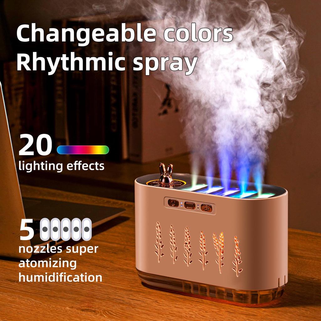 Silent Cross-Border Humidifier with Five-Hole Spray & Dynamic Seven-Color Aromatherapy