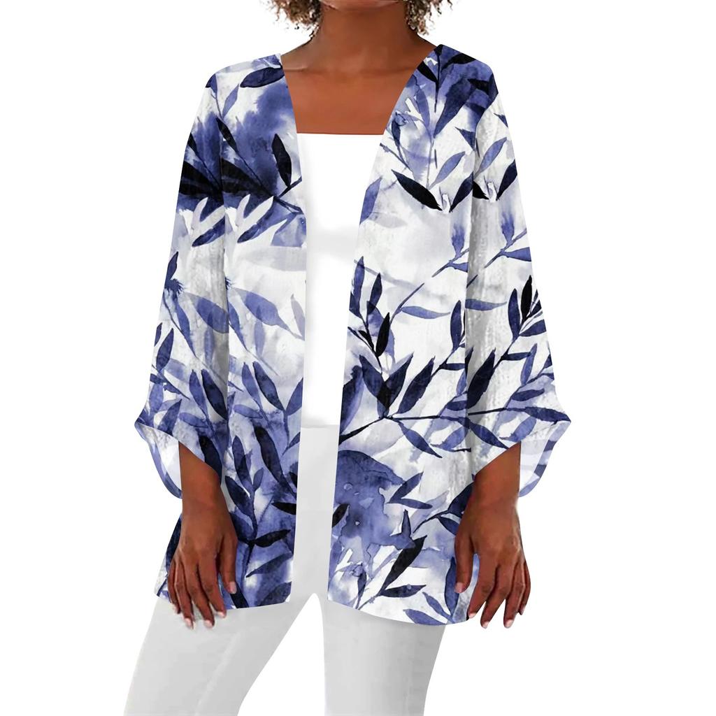 Женская повседневная модная легкая куртка средней длины с принтом в стиле ретро, ​​кардиган