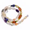 Natural Moonstone Carnelian Amethyst Gemstone Smooth Beads Necklace 17" UB-4674 UB-4674