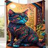 1 шт. Изысканное одеяло с принтом кошки, Одеяло в современном стиле, Мягкое и удобное одеяло, Дорожное одеяло для дивана-кровати, Декор для офиса и дома