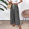 Women's Fashion Solid Color Casual Elastic High Waisted Loose Wide Leg Pants