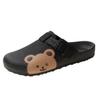 Women Summer Slippers Sandals New Fashion Bear Printed Shoes Thick Bottom Flat Solid Color Buckle Strap Mule Slippers Shoes