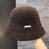 Autumn and winter French elegant beige bucket hat women's literary solid color simple plain versatile bucket hat thermal basin hat