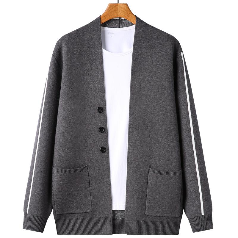 Young and Middle-aged Knitted Sweater Cardigan Men's Coat Autumn and Winter New Loose Trend Knitted Sweater Men's Wear